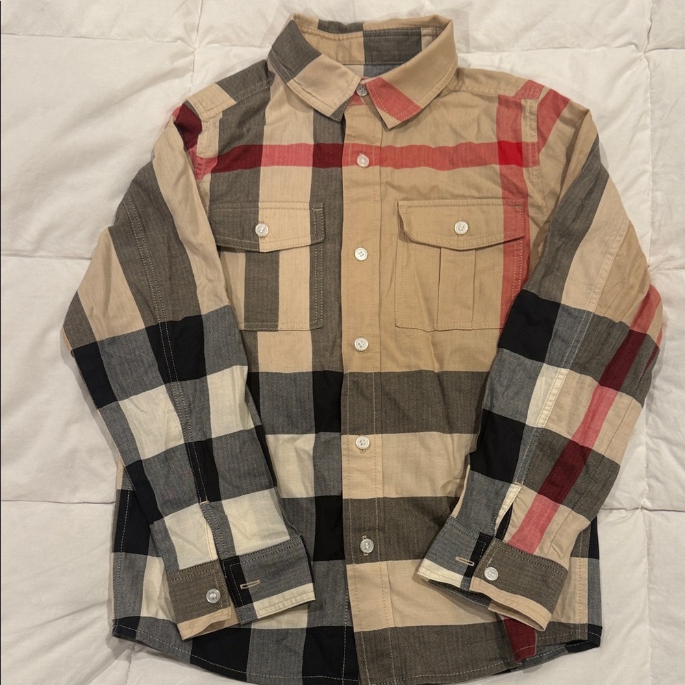 Authentic Burberry kids 8Y Classic Patterned Button Down Shirt